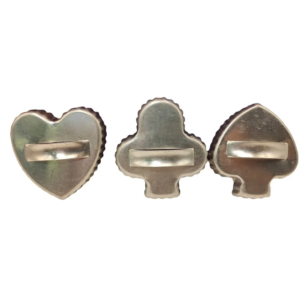 Vintage Metal‎ Cookie Cutters with Handles Heart Club Spade Baking Set of Three